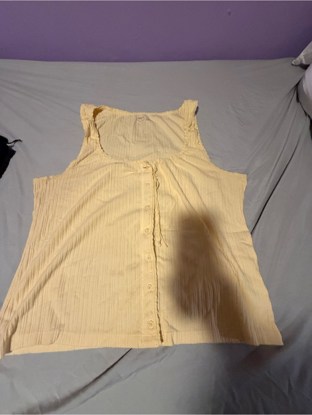 aerie Pale Yellow Button-Front Sleeveless Strap Tank